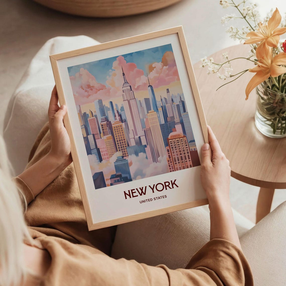 New York City Manhattan Empire State Skyline Travel Art Poster - Image 5