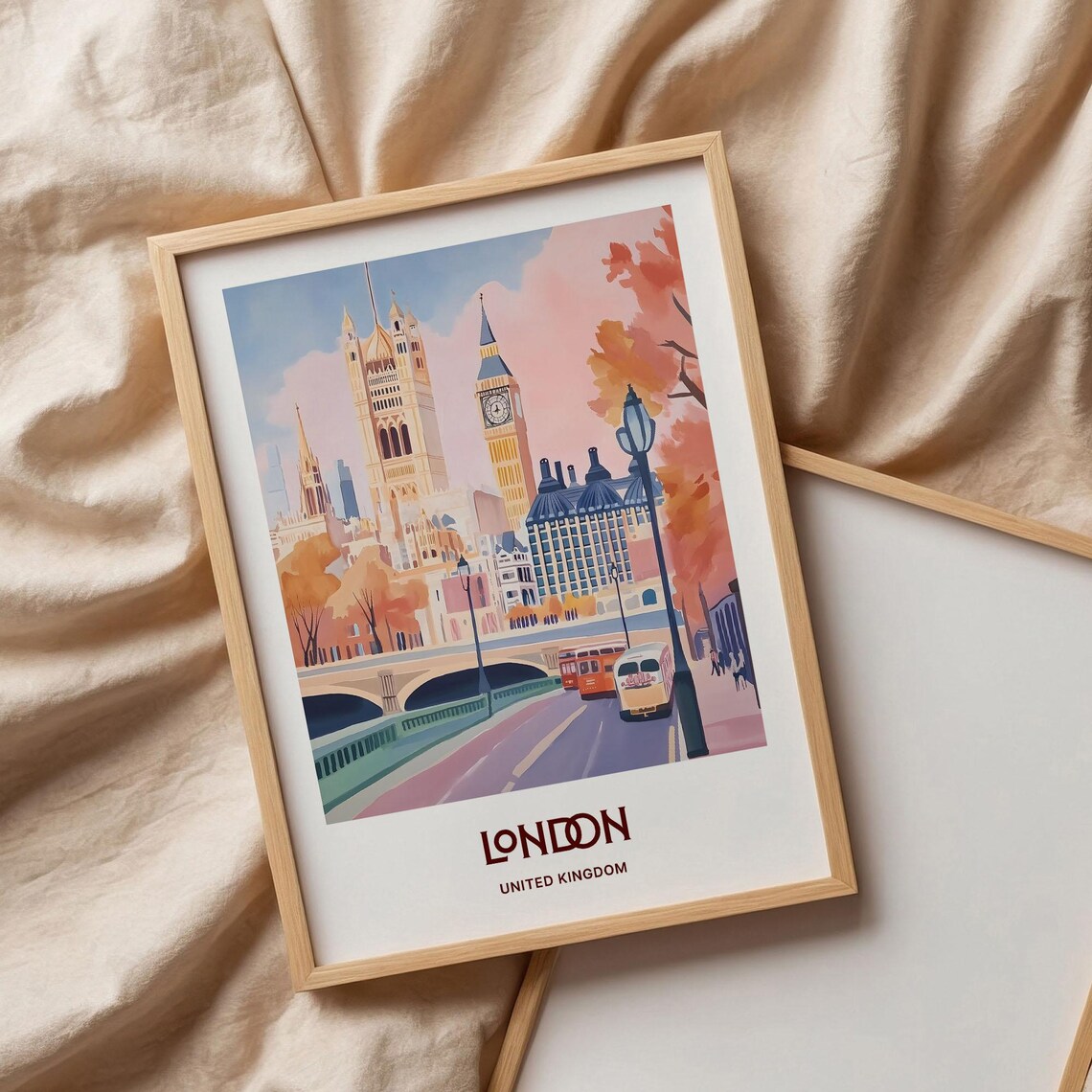 London Big Ben Print Minimalist London Wall Art Pastel Travel Poster United Kingdom Cityscape Decor Traveler Gift C35 27 - Image 3