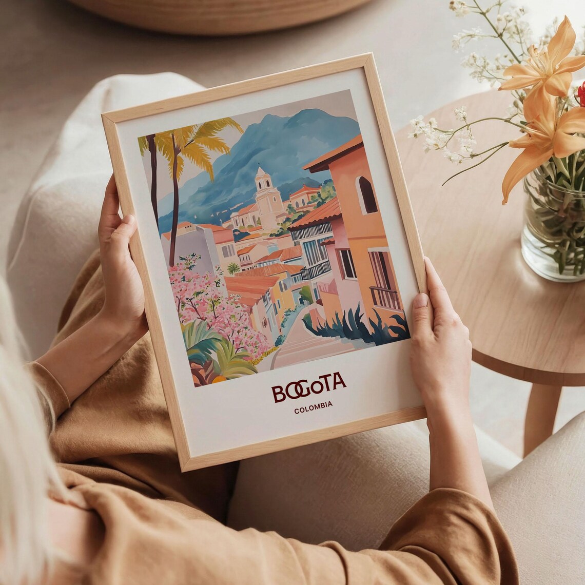 Bogota Colombia Colorful Street Church Mountain Travel Poster - Image 5