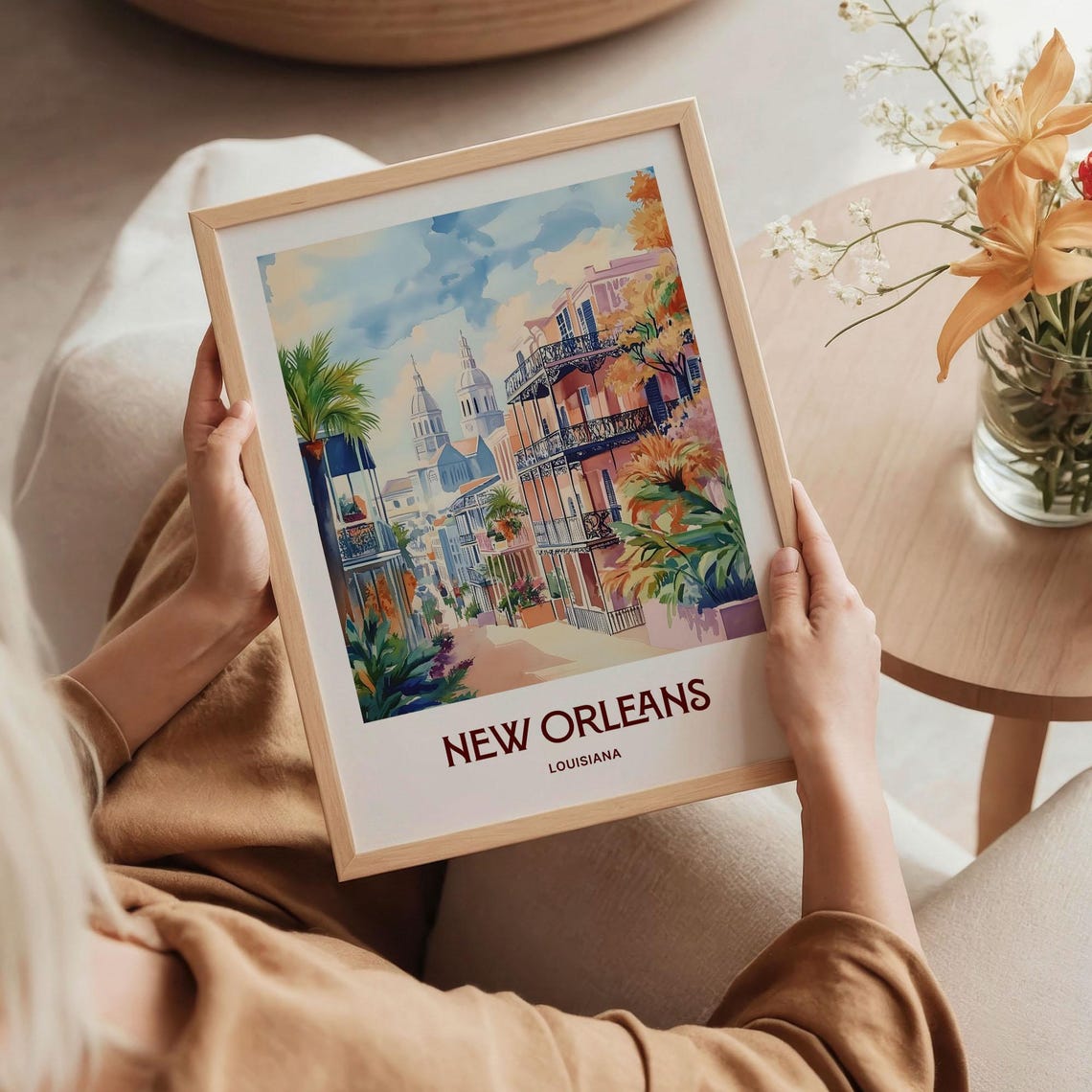 New Orleans French Quarter Balcony Watercolor Louisiana Travel Poster - Image 5
