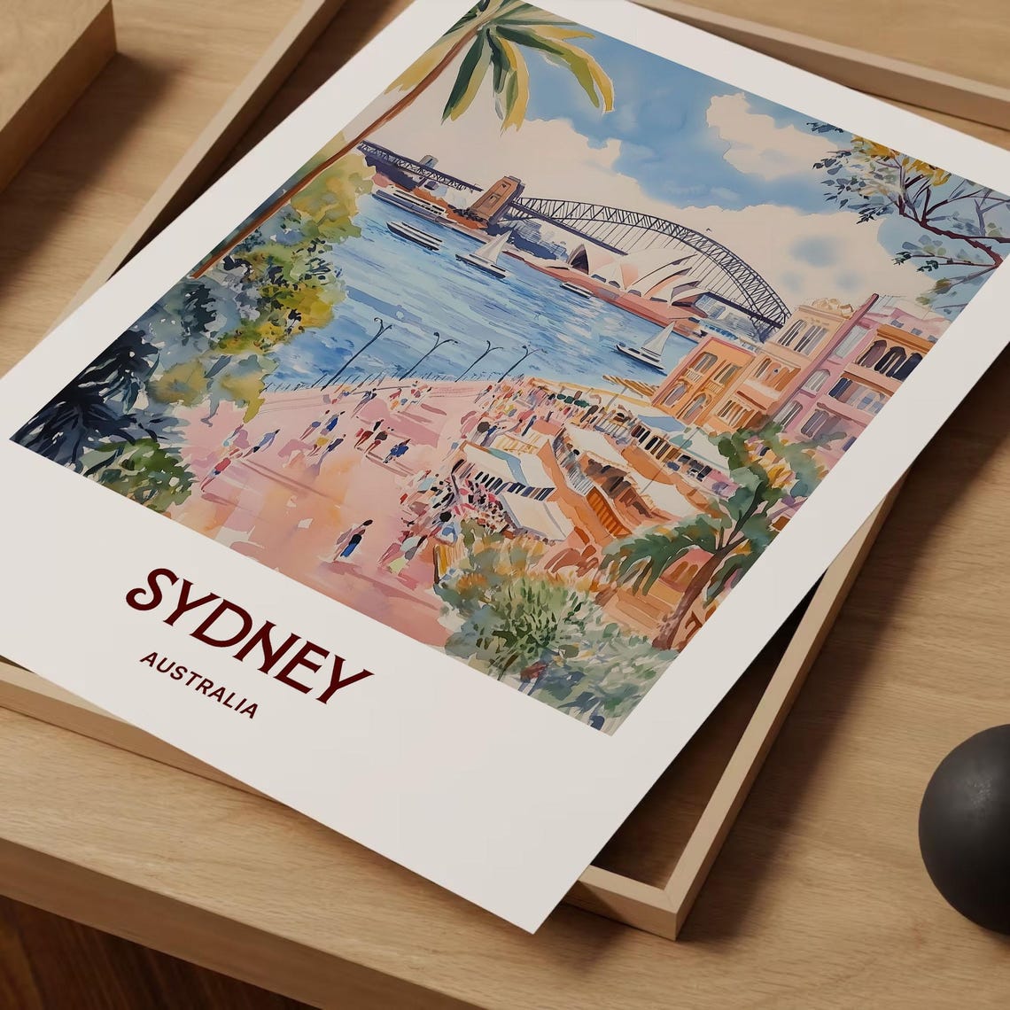 Sydney Australia Pastel Harbour Promenade Waterfront Scene Poster - Image 2