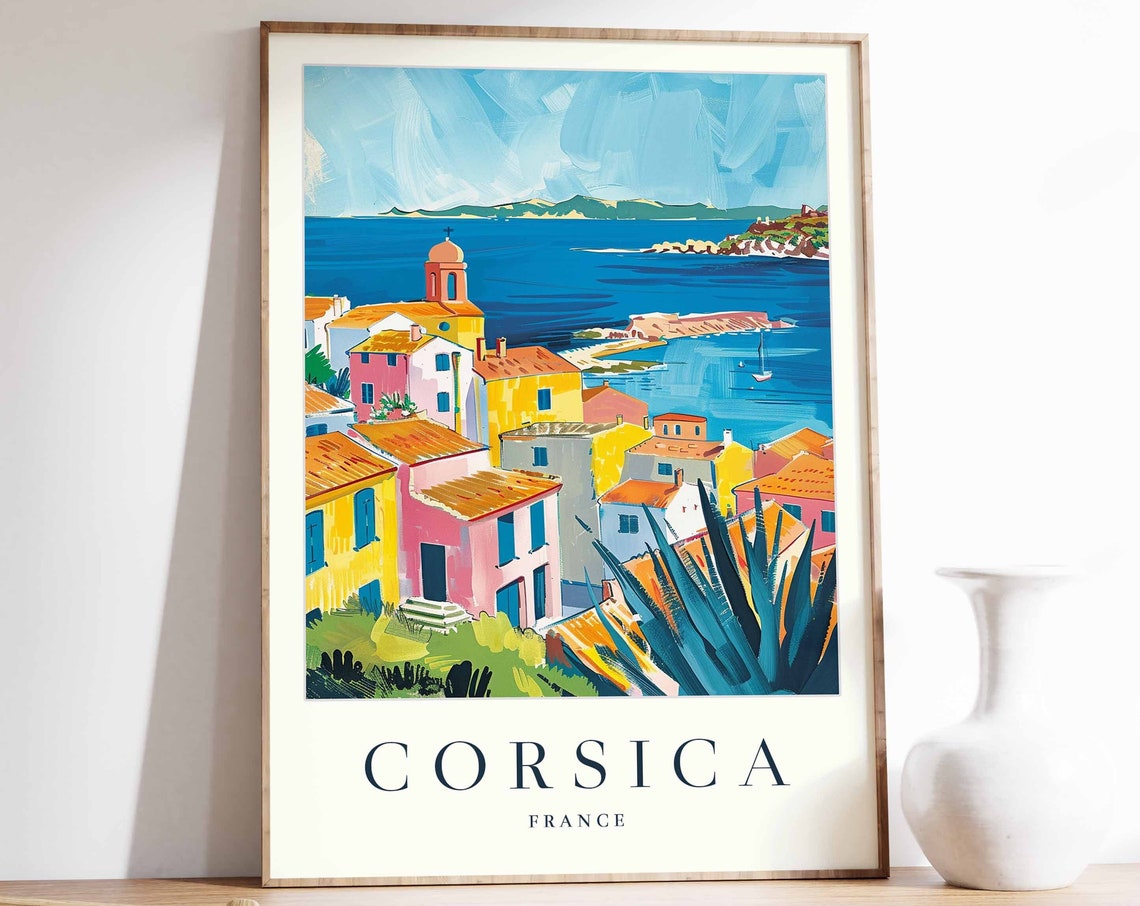 Corsica Poster Corsica Travel Print France Wall Art French Travel Print Tropical Decor Sea Print Corsica Gift Corsica Travel Poster