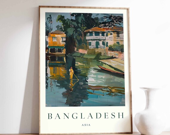 Bangladesh Poster Bangladesh Travel Print Asia Wall Art Asian Travel Print Tropical Decor Sea Print Bangladesh Gift