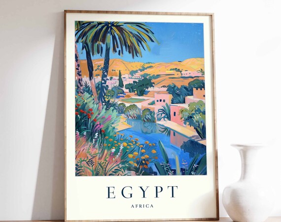 Egypt Poster Egypt Travel Print Africa Wall Art African Travel Print Tropical Decor Countryside Print Egypt Gift Egypt Travel Poster