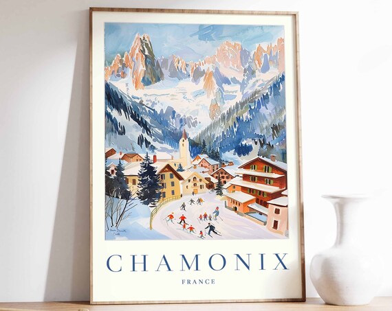 Chamonix Poster Chamonix Travel Print France Wall Art French Travel Print Tropical Decor Landscape Print Chamonix Gift