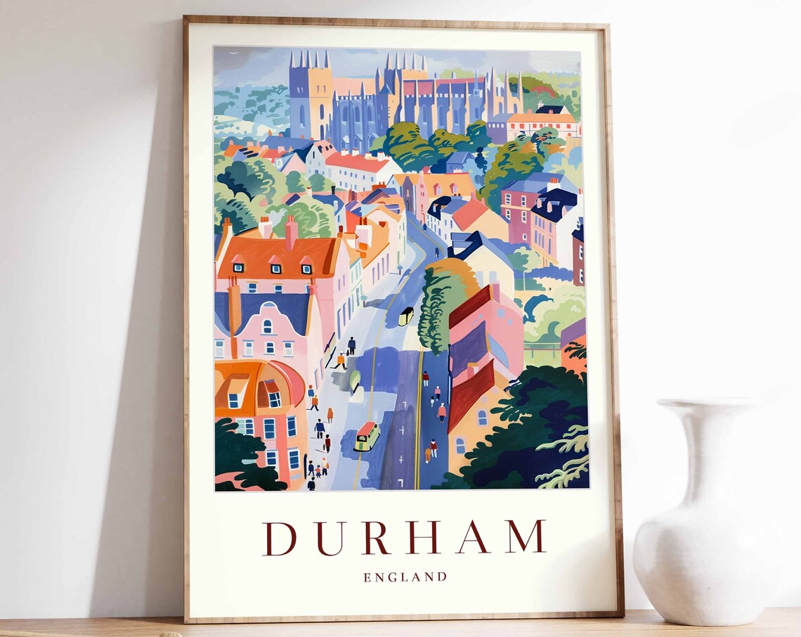 Durham Travel Poster, British City Art Print