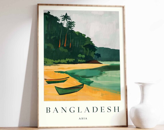 Bangladesh Poster Bangladesh Travel Print Asia Wall Art Asian Travel Print Tropical Decor Sea Print Bangladesh Gift