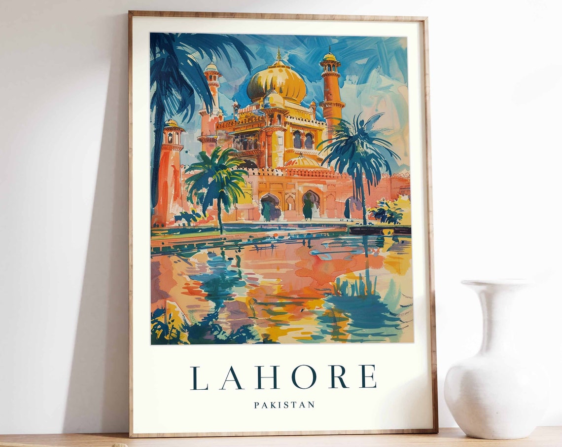 Lahore Poster Lahore Travel Print Pakistan Wall Art Pakistani Travel Print Tropical Decor City Print Lahore Gift Lahore Travel Poster