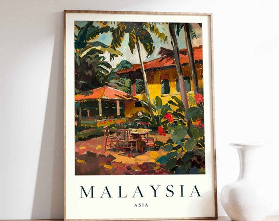 Malaysia Poster Malaysia Travel Print Asia Wall Art Asian Travel Print Tropical Decor Botanical Print Malaysia Gift