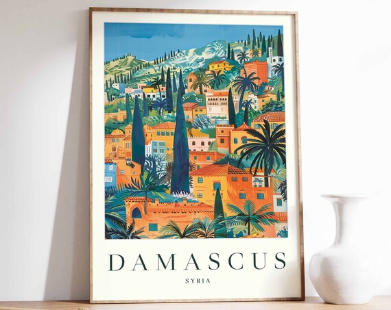 Damascus Poster Damascus Travel Print Syria Wall Art Syrian Travel Print Tropical Decor City Print Damascus Gift