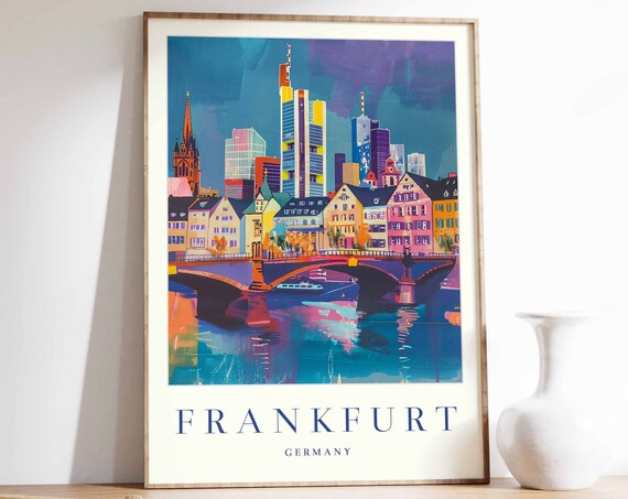 Frankfurt Poster Frankfurt Travel Print Germany Wall Art German Travel Print Tropical Decor City Print Frankfurt Gift