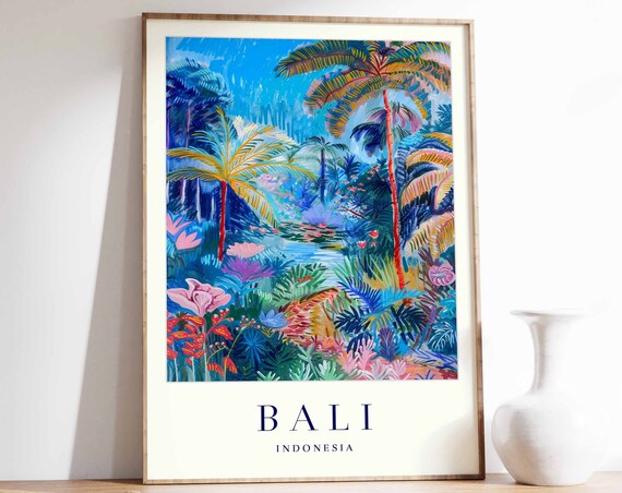 Bali Poster Bali Travel Print Indonesia Wall Art Indonesian Travel Print Tropical Decor Botanical Print Bali Gift Bali Travel Poster