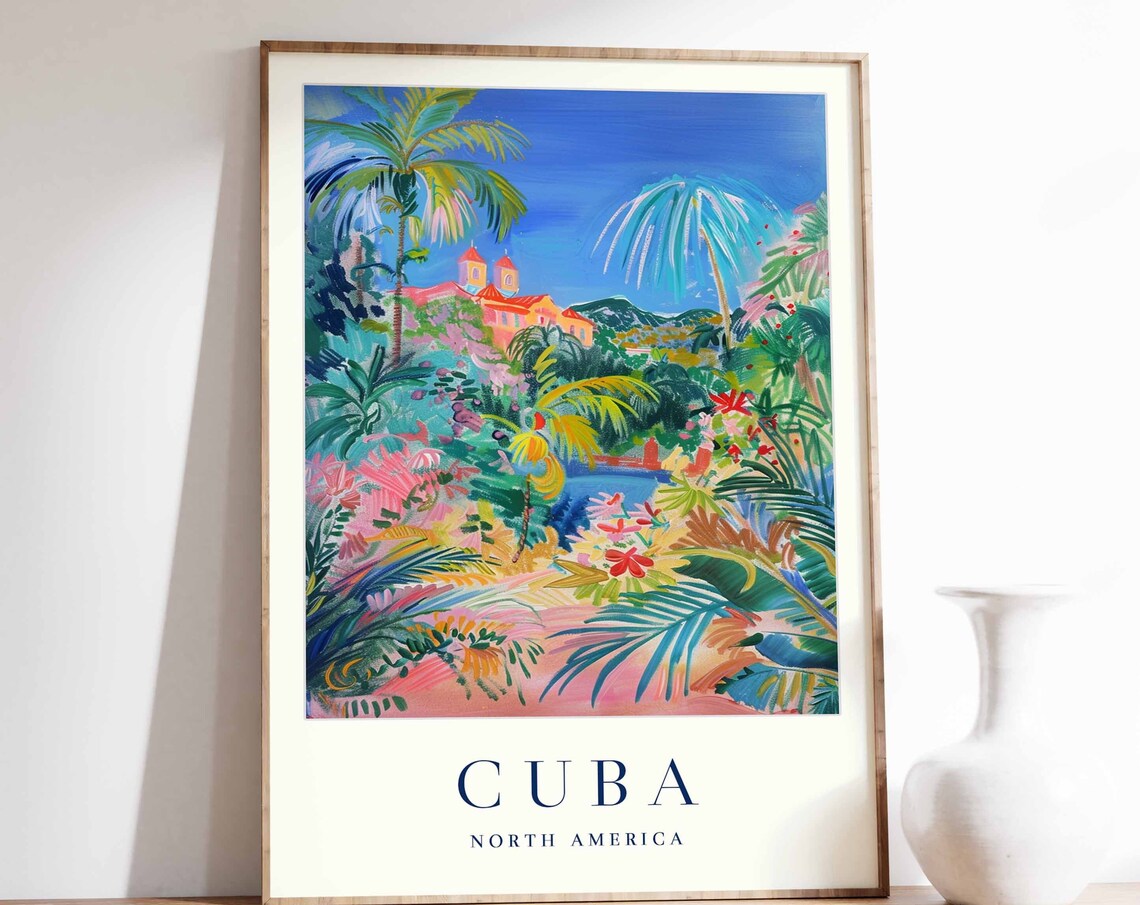 Havana Travel Poster, Tropical Architecture Print