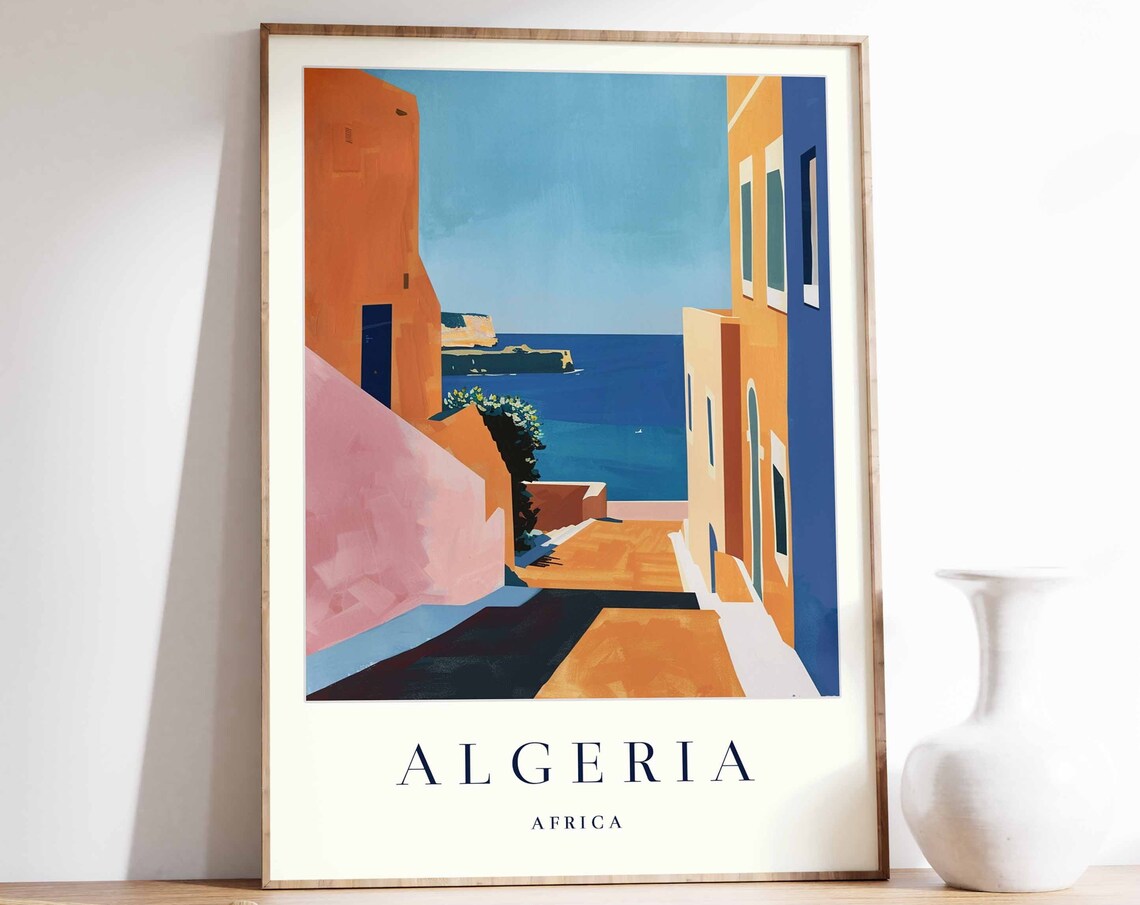 Algeria Travel Print, Tropical Africa Wall Art
