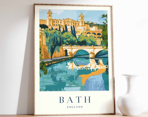 Bath Poster Bath Travel Print England Wall Art British Travel Print Tropical Decor City Print Bath Gift Bath Travel Poster