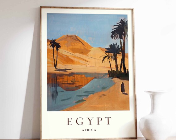 Egypt Poster Egypt Travel Print Africa Wall Art African Travel Print Tropical Decor Countryside Art Egypt Gift Egypt Travel Poster