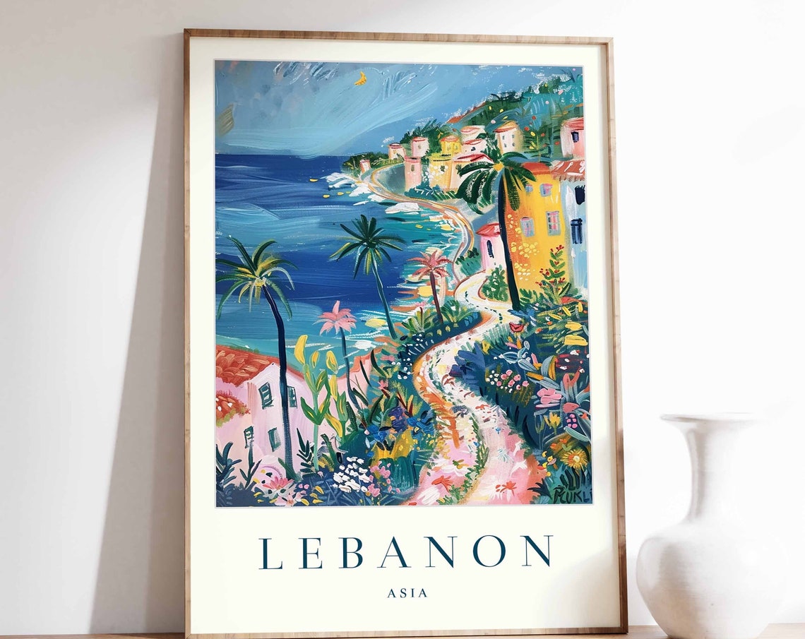Lebanon Poster Lebanon Travel Print Asia Wall Art Asian Travel Print Tropical Decor Sea Print Lebanon Gift Lebanon Travel Poster