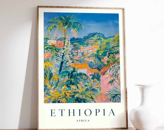 Ethiopia Poster Ethiopia Travel Print Africa Wall Art African Travel Print Tropical Decor Botanical Print Ethiopia Gift