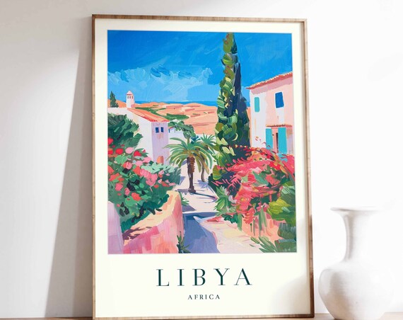 Libya Poster Libya Travel Print Africa Wall Art African Travel Print Tropical Decor Sea Print Libya Gift Libya Travel Poster