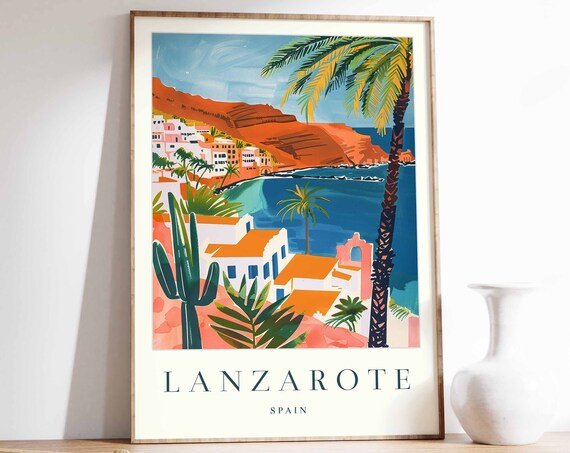Lanzarote Poster Lanzarote Travel Print Spain Wall Art Spanish Travel Print Tropical Decor Sea Print Lanzarote Gift