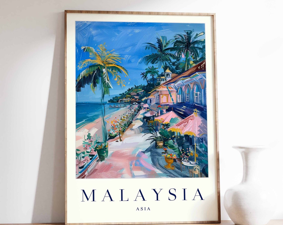 Malaysia Poster Malaysia Travel Print Asia Wall Art Asian Travel Print Tropical Decor Sea Print Malaysia Gift Malaysia Travel Poster