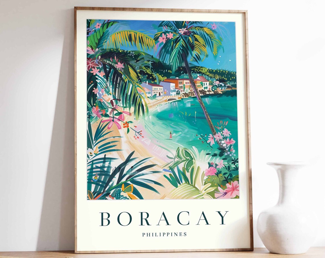 Boracay Poster Boracay Travel Print Philippines Wall Art Filipino Travel Print Tropical Decor Sea Print Boracay Travel Poster
