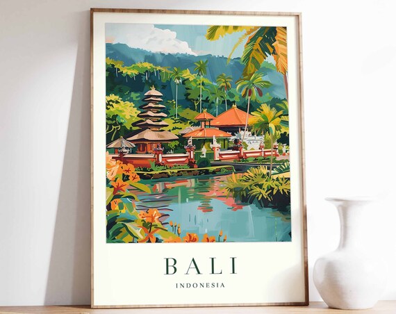 Bali Poster Bali Travel Print Indonesia Wall Art Indonesian Travel Print Tropical Decor Botanical Print Bali Gift Bali Travel Poster