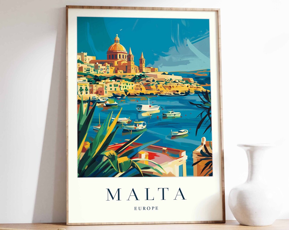 Malta Poster Malta Travel Print Europe Wall Art European Travel Print Tropical Decor Sea Print Malta Gift Malta Travel Print