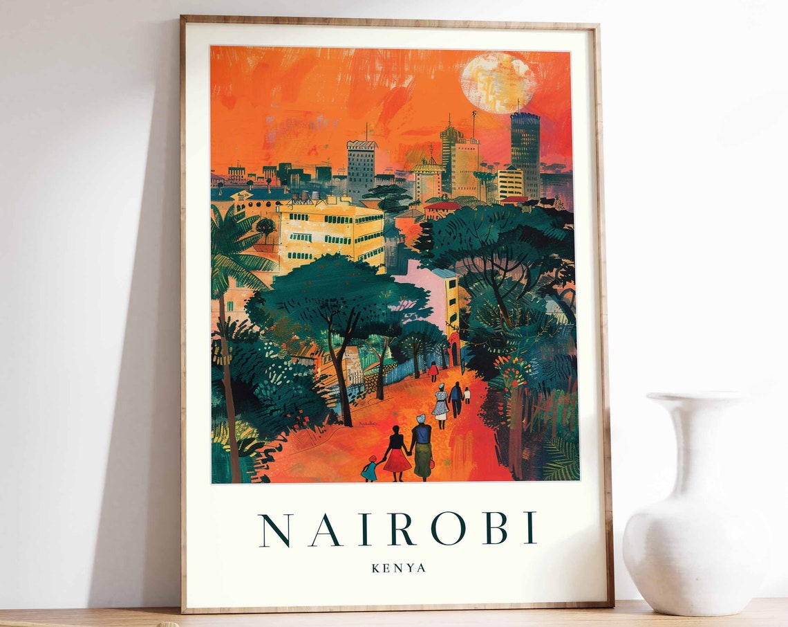 Nairobi Poster Nairobi Travel Print Kenya Wall Art Nairobi Travel Print Tropical Decor City Print Nairobi Gift Nairobi Travel Poster
