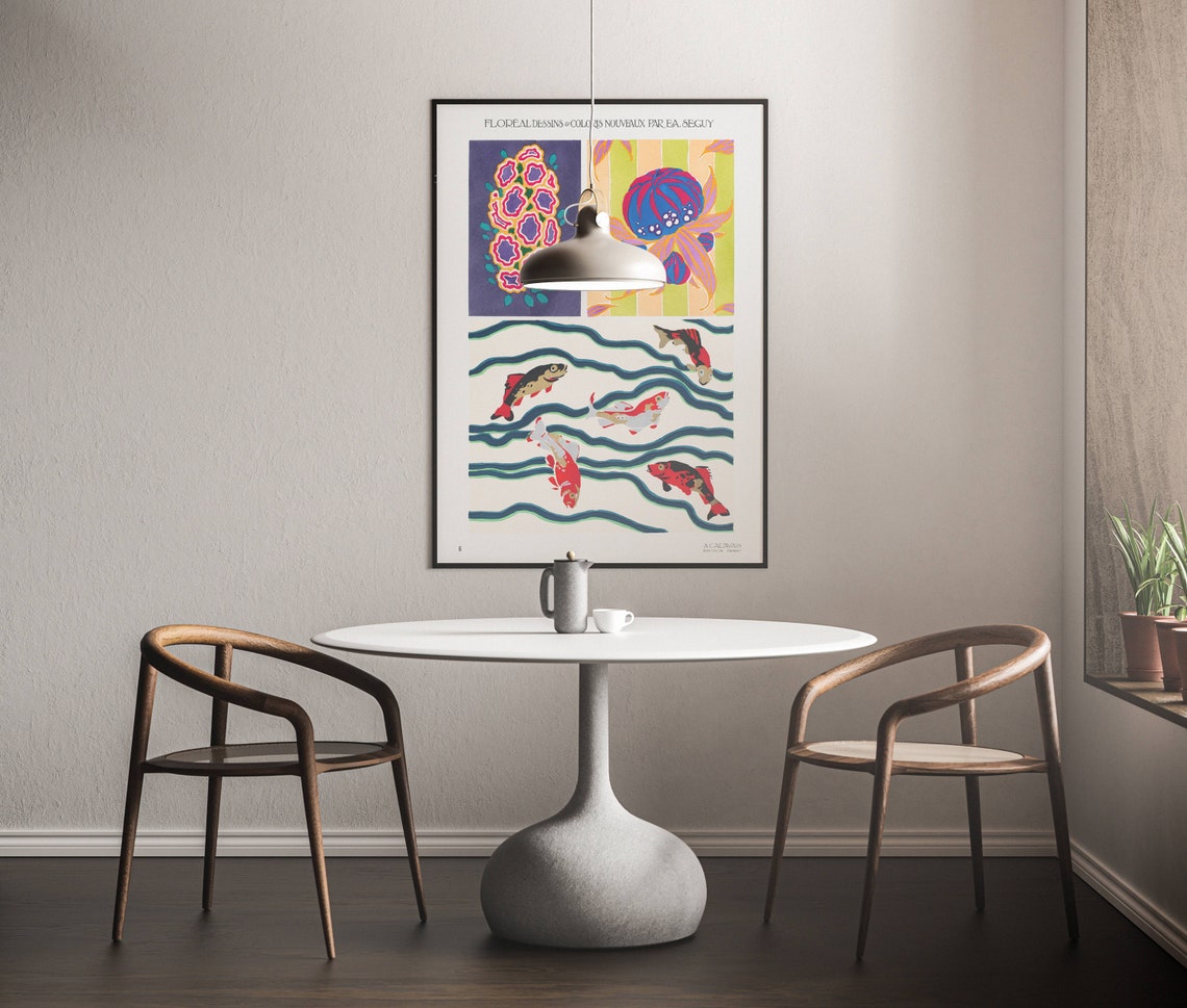 Emile Alain Sguy 1925 Fish Poster, Vintage Art Deco Print - Image 3