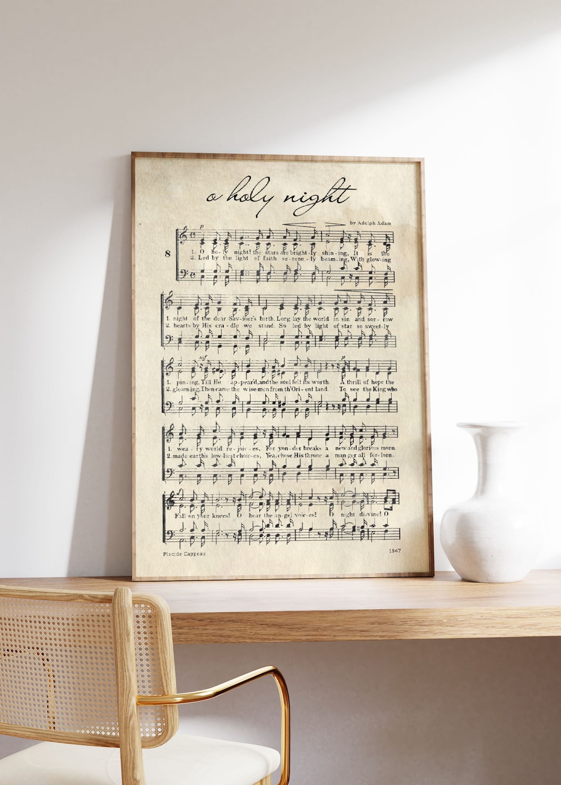 O Holy Night Vintage Christmas Song Wall Art Print - Image 3