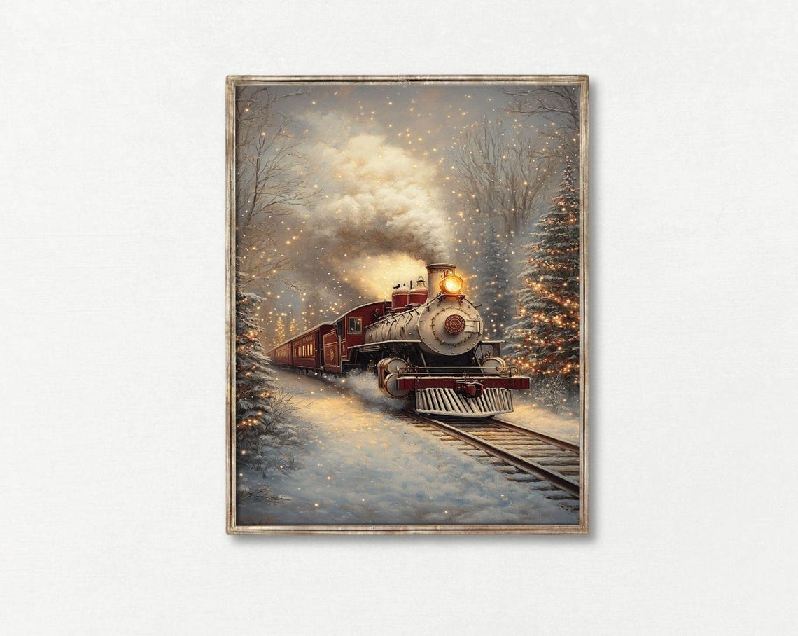 Vintage Polar Express Travel Poster, Christmas Train - Image 4