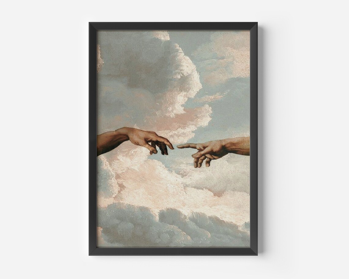 The Creation of Adam Vintage Religious Art Print - Image 3