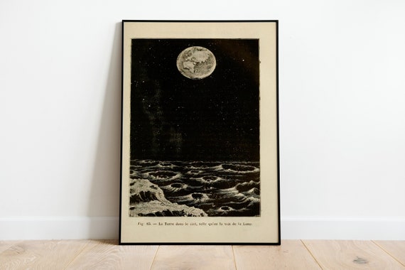 Earth From The Moon Vintage Print, Moon Room Decor