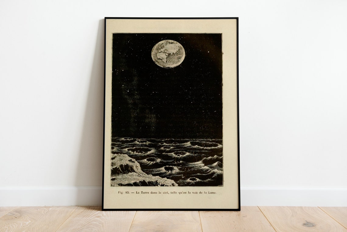 Earth From The Moon Vintage Print, Moon Room Decor