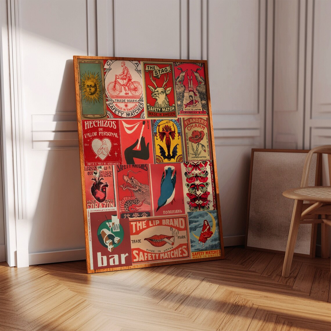 Vintage Matchbox Collage, Japanese Retro Poster - Image 2