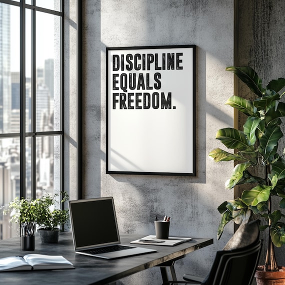 Discipline Equals Freedom Quote, Minimalist Poster Print