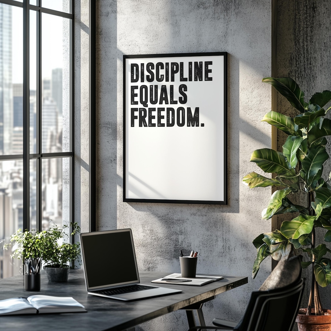Discipline Equals Freedom Quote, Minimalist Poster Print