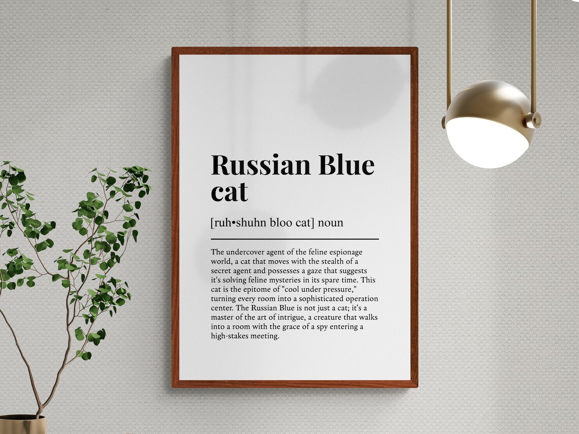 Russian Blue Cat Funny Definition Art Print - Image 3