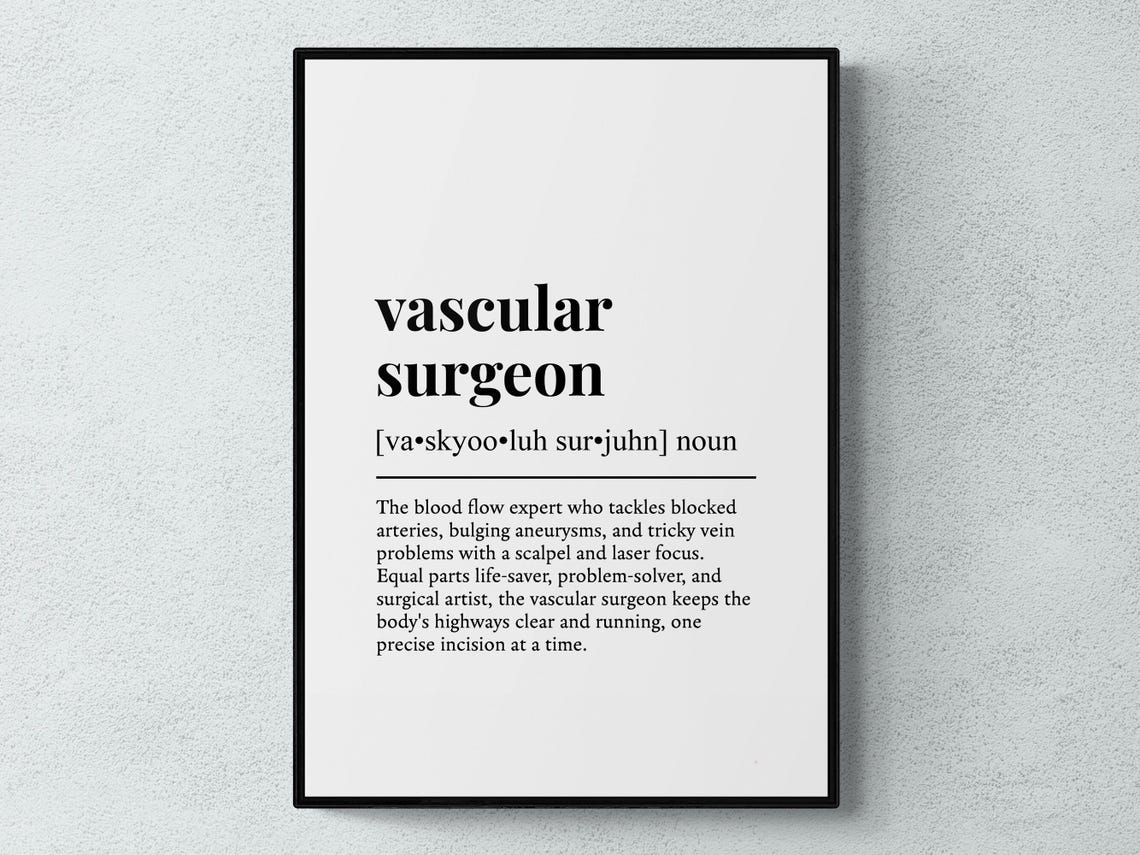 Vascular Surgeon Funny Definition Dictionary Style Medical Art Poster