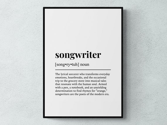 Songwriter Funny Definition, Typography Poster Print