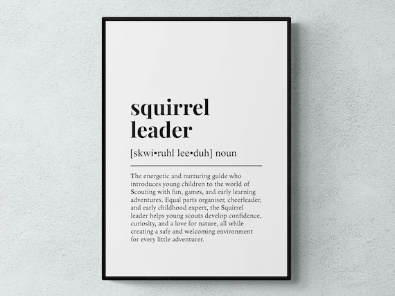Squirrel Leader Funny Definition Job Work Gift Wall Art Print