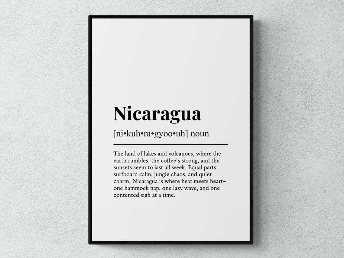 Nicaragua Lakes and Volcanoes Dictionary Definition Wall Poster