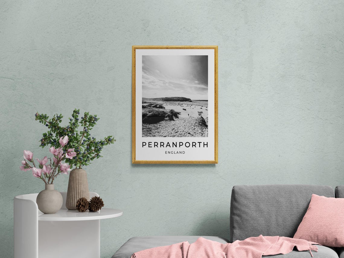 Perranporth Cornwall England Sandy Beach Dunes Seaside View Poster - Image 2