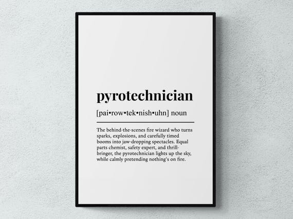 Pyrotechnician Funny Definition Job Work Gift Wall Art Print