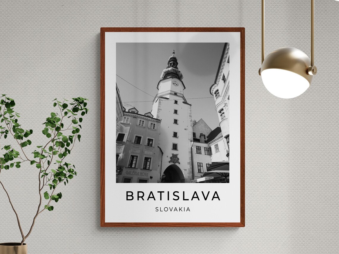 Bratislava Black And White Travel Poster Print - Image 3