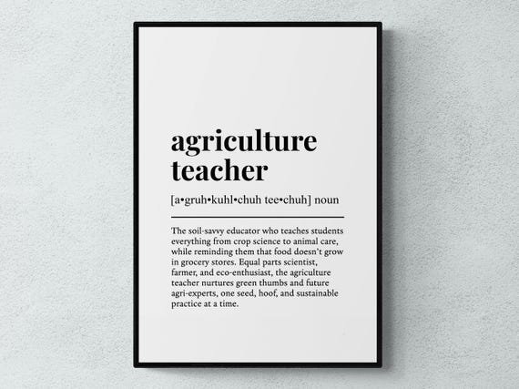 Agriculture Teacher Funny Definition Job Work Gift Wall Art Print