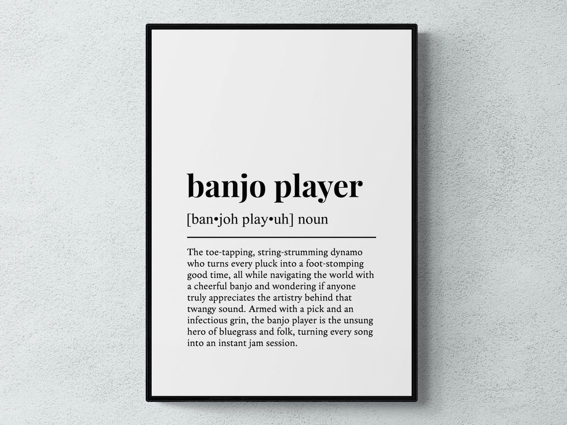 Banjo Player Funny Definition Minimalist Bluegrass Music Poster