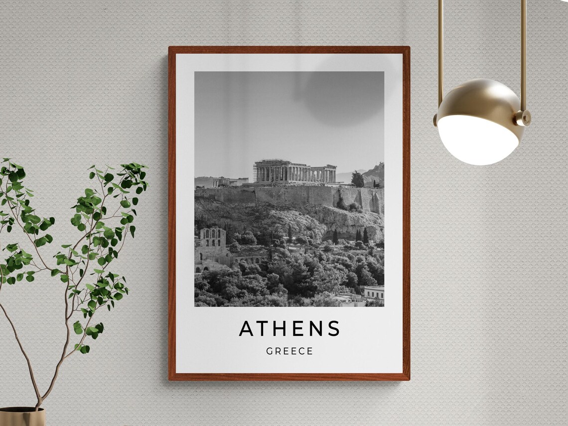 Athens Greece Parthenon Acropolis Black And White Travel Poster - Image 3