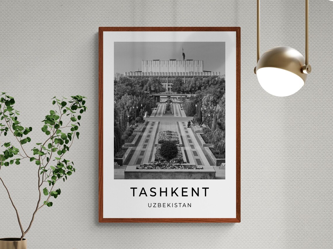 Tashkent Uzbekistan Grand Avenue Black White Photography Travel Poster - Image 3